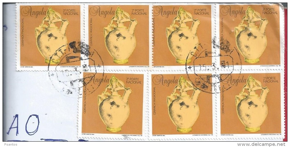 Express Letter Registered Acknowledgment Of Benguela,Angola.Seven Stamps Ceramics.The Registry Is A Palindrome.Rare.3sca - Angola