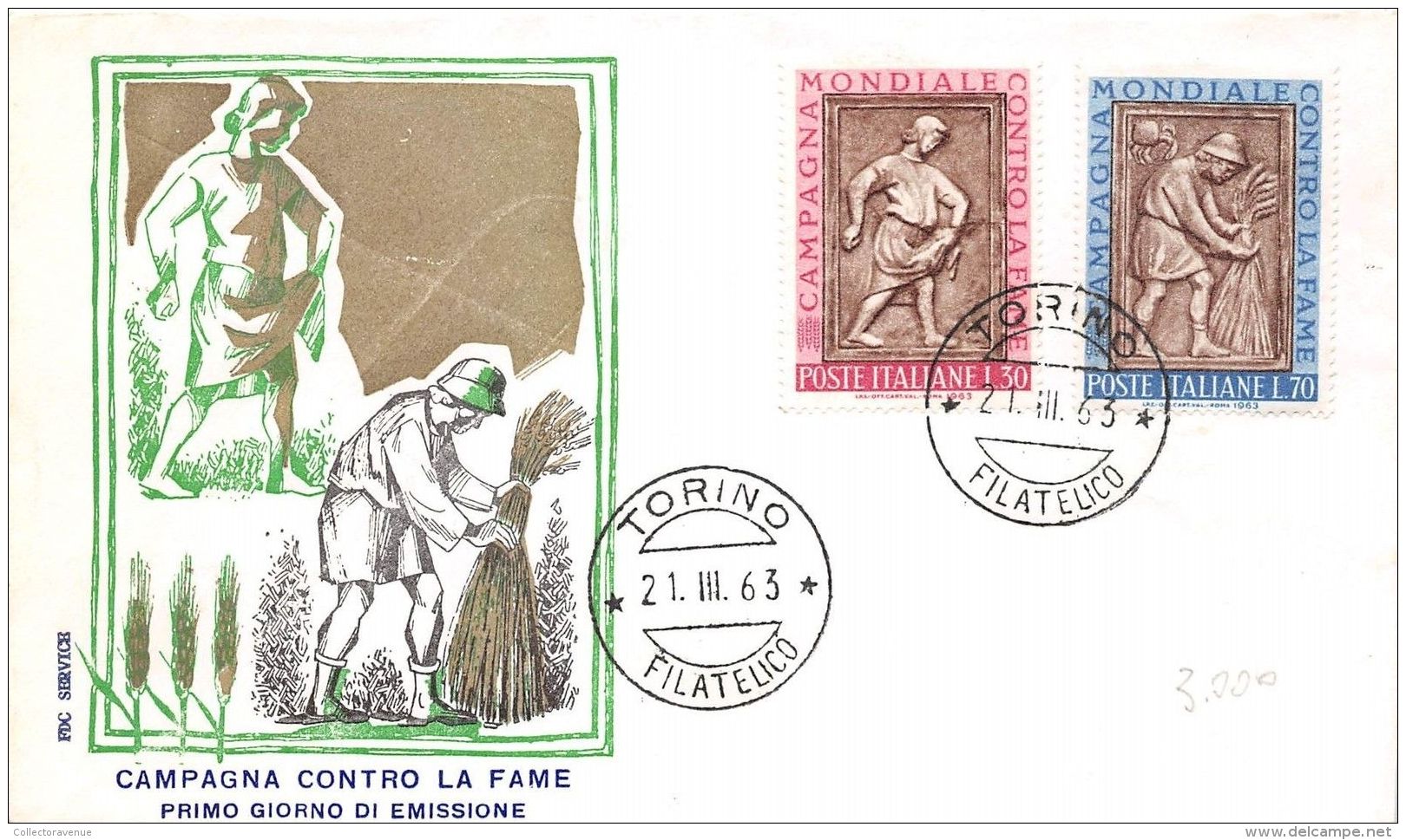 FDC Service - Italia - 1963 - Campagna Contro La Fame - NVG - Annullo Torino - FDC