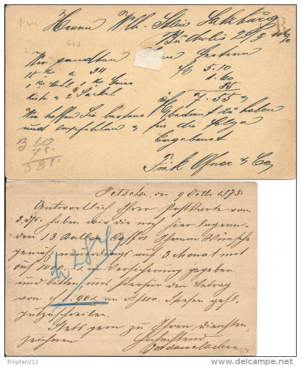 1875/80 - BUDWEIS / TETSCHEN, 2 Karte - ...-1918 Préphilatélie