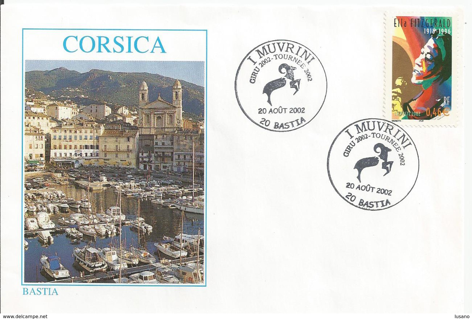 Enveloppe Avec CàD Grand Format "I Muvrini - Giru 2002 - Tournée 2002" Du 20 Août 2002 - Bastia - Cachets Commémoratifs