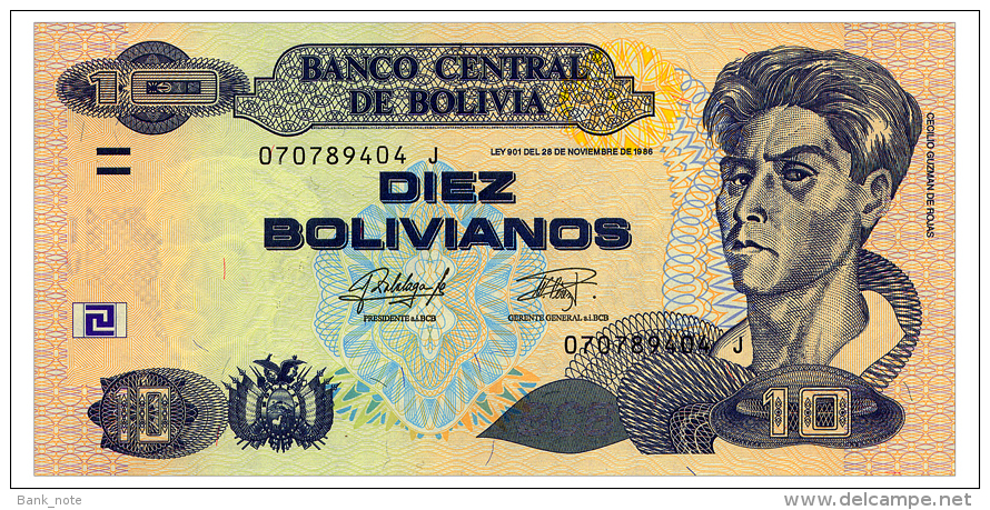 BOLIVIA 10 BOLIVIANOS 1986(2015) SERIES J Pick 228 Unc - Bolivia