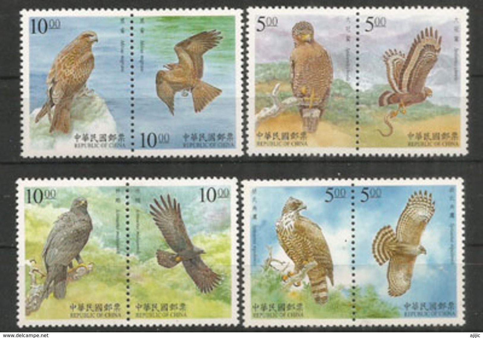 Rapaces:Milan Noir,Serpentaire Bacha,Aigle Montagnard,Aigle Noir (perchés Et En Vol) 8 Timbres Neufs ** - Eagles & Birds Of Prey