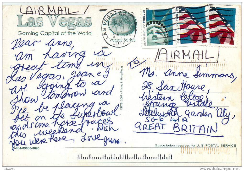 The Strip, Las Vegas, Nevada, United States US Postcard Posted 2012 Stamp - Las Vegas