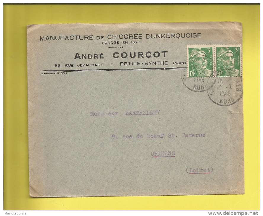 Enveloppe Ou Lettre Publicitaire Commerciale De PETITE-SYNTHE ( NORD) Manufacture De Chicorée Le 12 02 48 GANDON - 1921-1960: Période Moderne