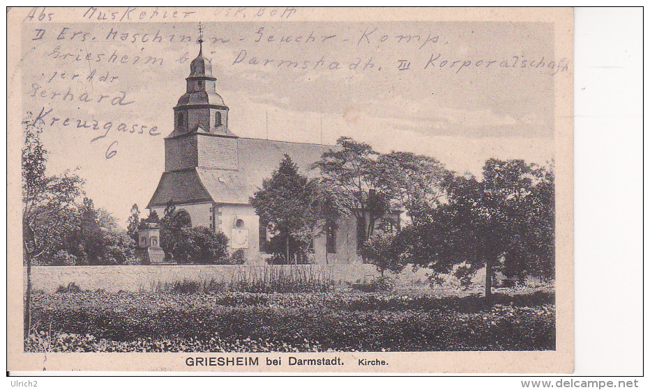 AK Griesheim Bei Darmstadt - Kirche - Feldpost - 1915 (25642) - Griesheim