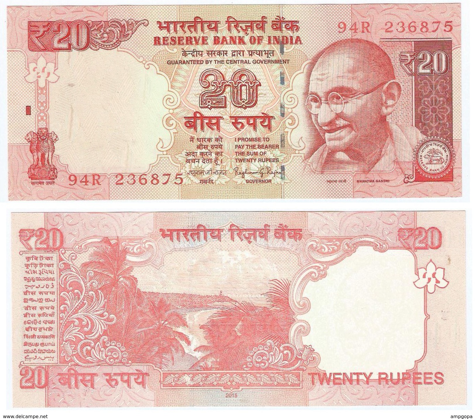 India 20 Rupees 2015 Pick 103m UNC - India