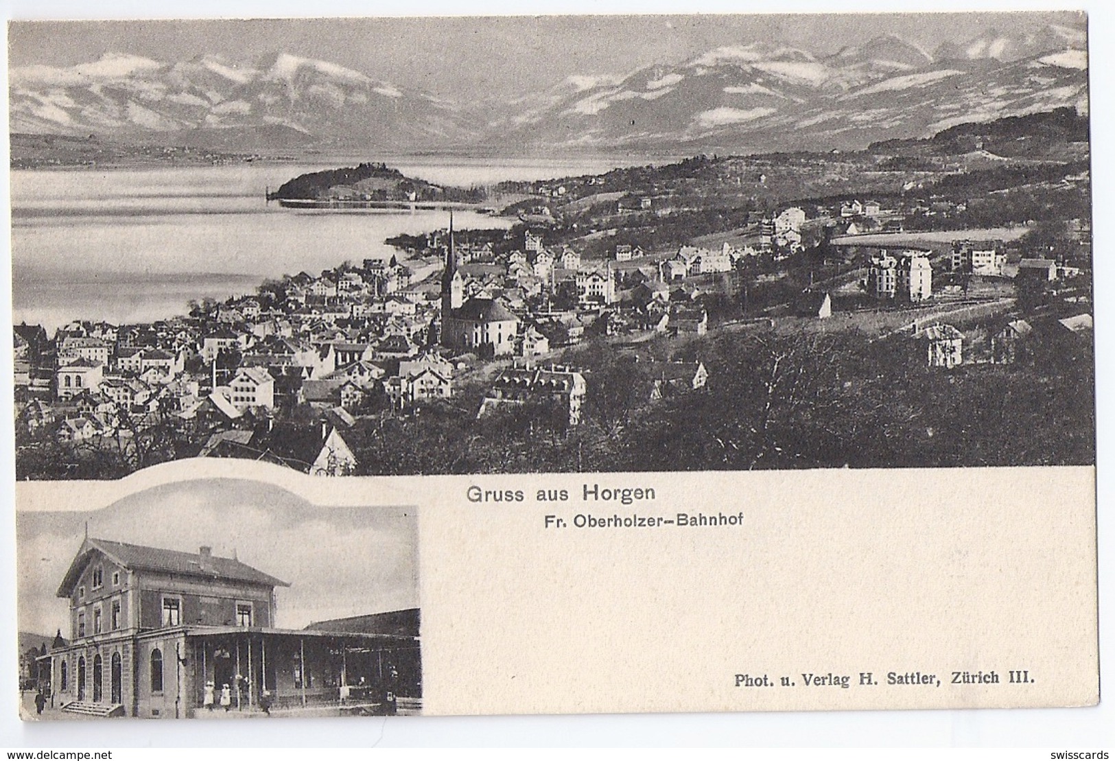 HORGEN: 2-Bild-AK Mit Bahnhof ~1900 - Horgen