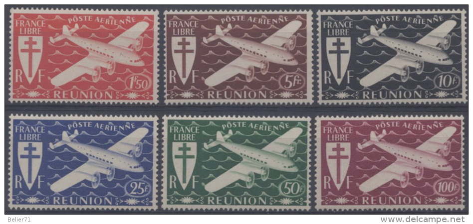 France, Réunion ; Poste Aérienne N° 29 à 34 X Année 1944 - Luchtpost