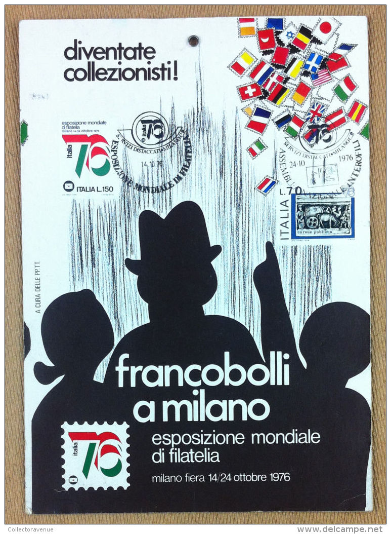 Marcofilia - Locandina Francobolli A Milano Con Annullo Tematico E "Italia '76" - Autres & Non Classés