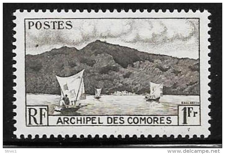 Comoro Islands, Scott # 32 MNH Anjouan Bay, Boats, 1950 - Comoros