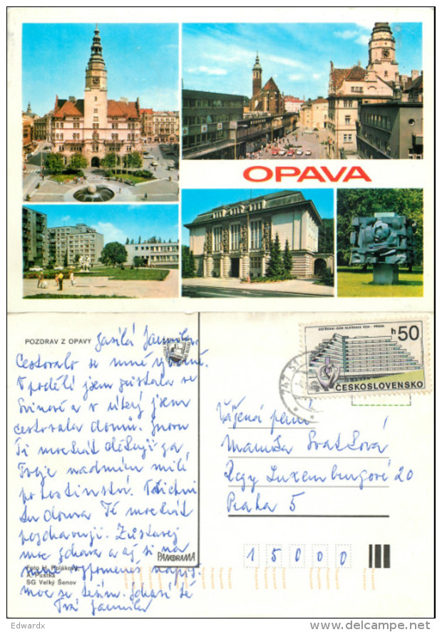 Opava, Czech Republic Postcard Posted 1988 Stamp - Czech Republic