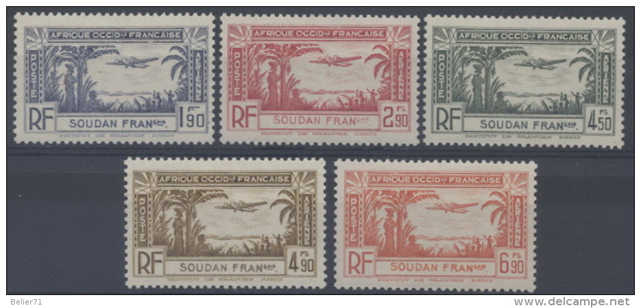 France ; Soudan Poste Aérienne N° 1 à 5 X Année 1940 - Neufs