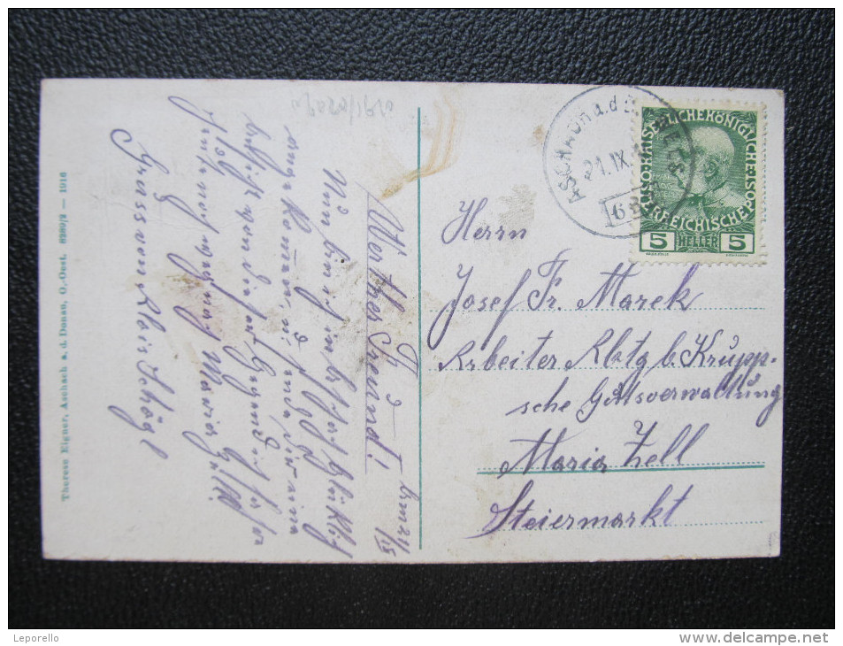 AK ASCHACH A.d.Donau Bahnpost Zugstempel 1916  // D*21415 - Eferding