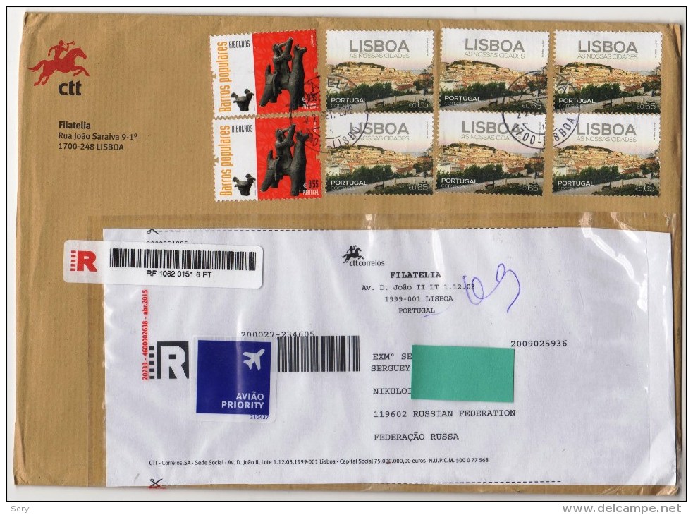 Registred Priority Letter From Portugal To Russia - Covers & Documents