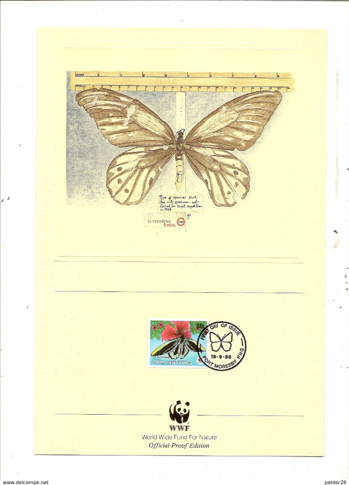 LOT DE 4  TIMBRES WWF  PAPILLON  SUR FICHES DU WWF - Papillons