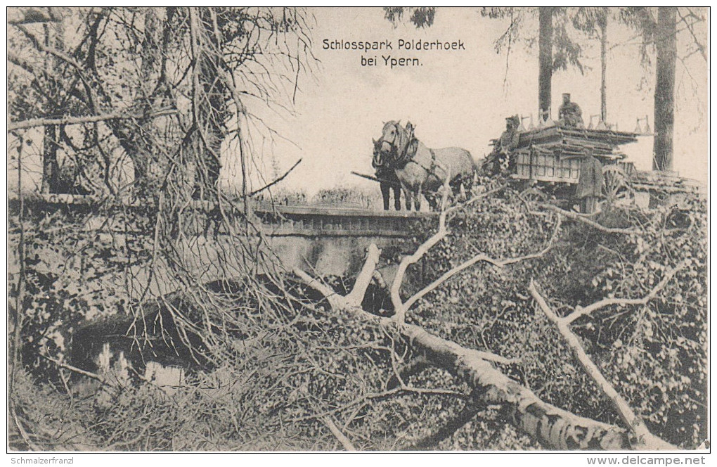 CPA - AK Polderhoek Schlosspark Schloss Park Brücke Unwetter Sturm Katastrophe Bei Zonnebeke Kruiseke Ypres Ypern Ieper - Zonnebeke