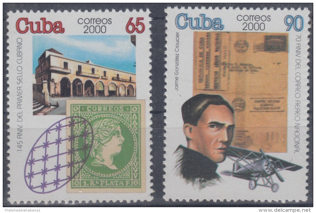 2000.23- * CUBA 2000. MNH. DIA DELSELLO. PRIMER VUELO. FIRT FLIGHT. 145 ANIV PRIMER SELLO CUBANO. - Used Stamps