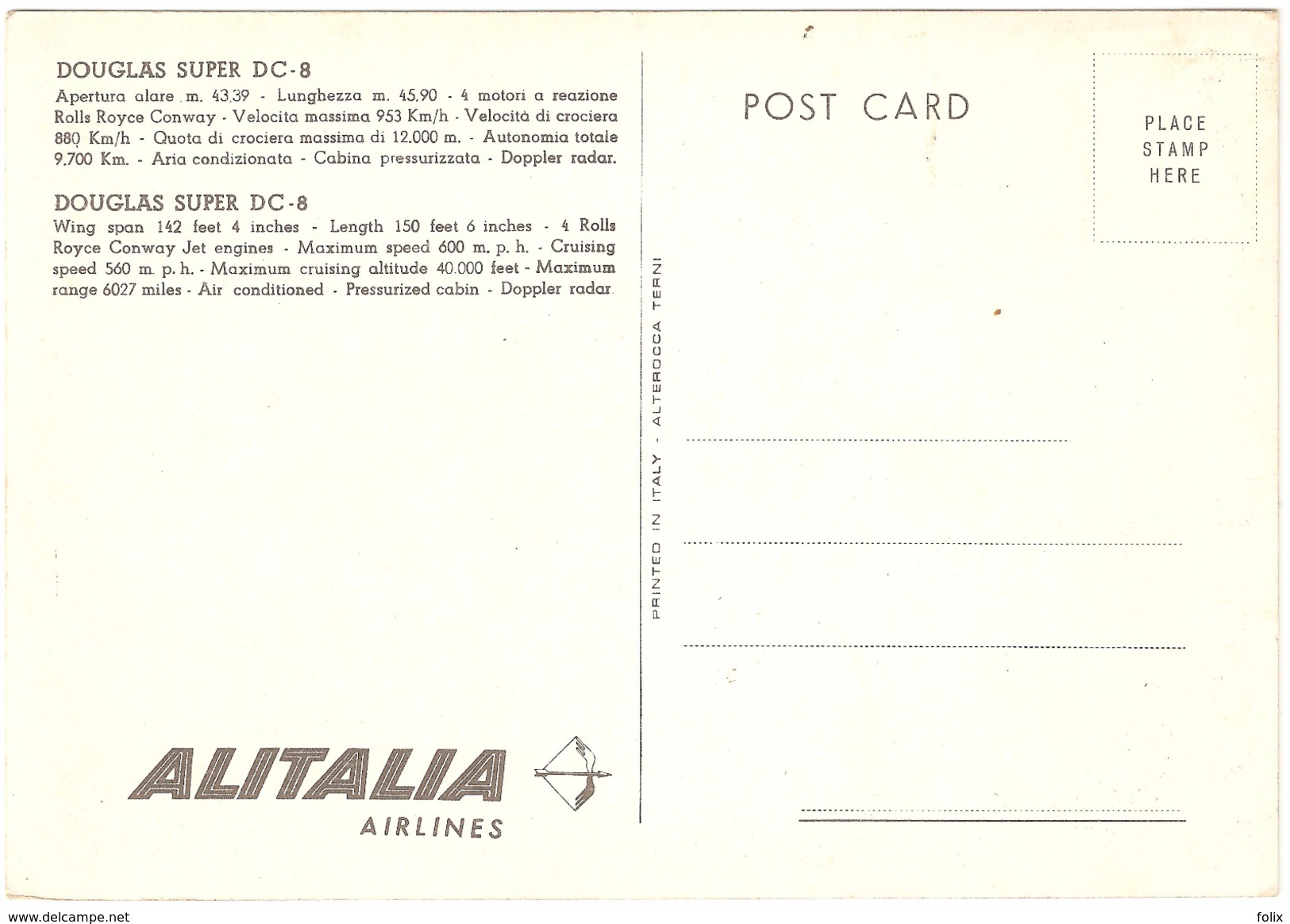 Alitalia Douglas Super DC-8 - 2 Scans - 1946-....: Moderne