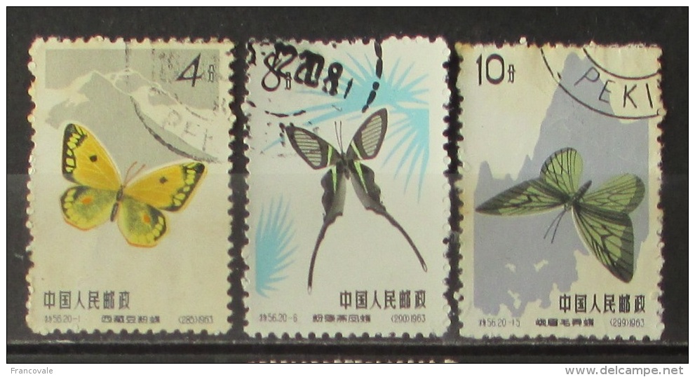 Cina 1963 Butterfly 3 Stamps - Gebruikt