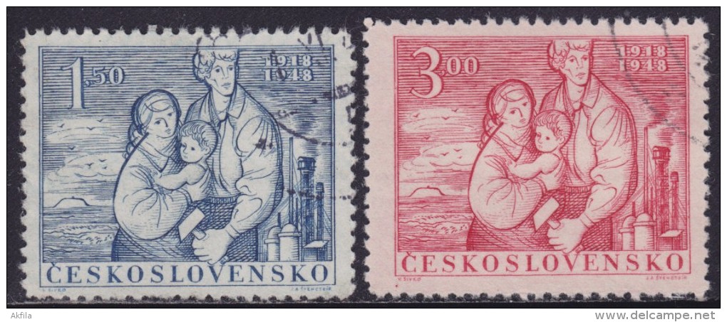 1(235). Czechoslovakia 1948 Czechoslovak Republic - 30th Anniversary, Used (o) Michel 550-551 - Gebraucht