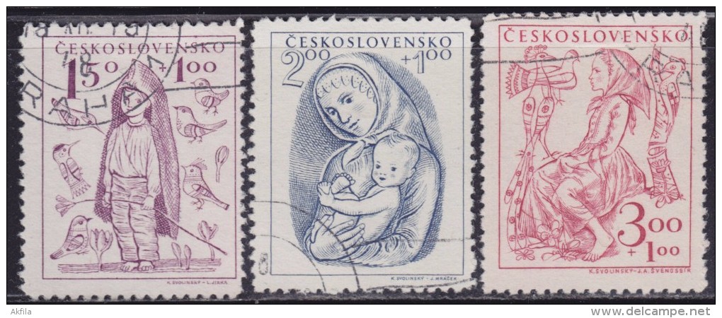 1(238). Czechoslovakia 1948 Children Care, Used (o) Michel 559-561 - Gebraucht