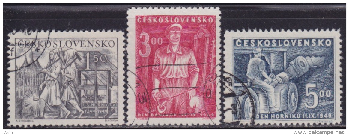 1(251). Czechoslovakia 1949 Mining - Miners, Used (o) Michel 594-596 - Gebraucht