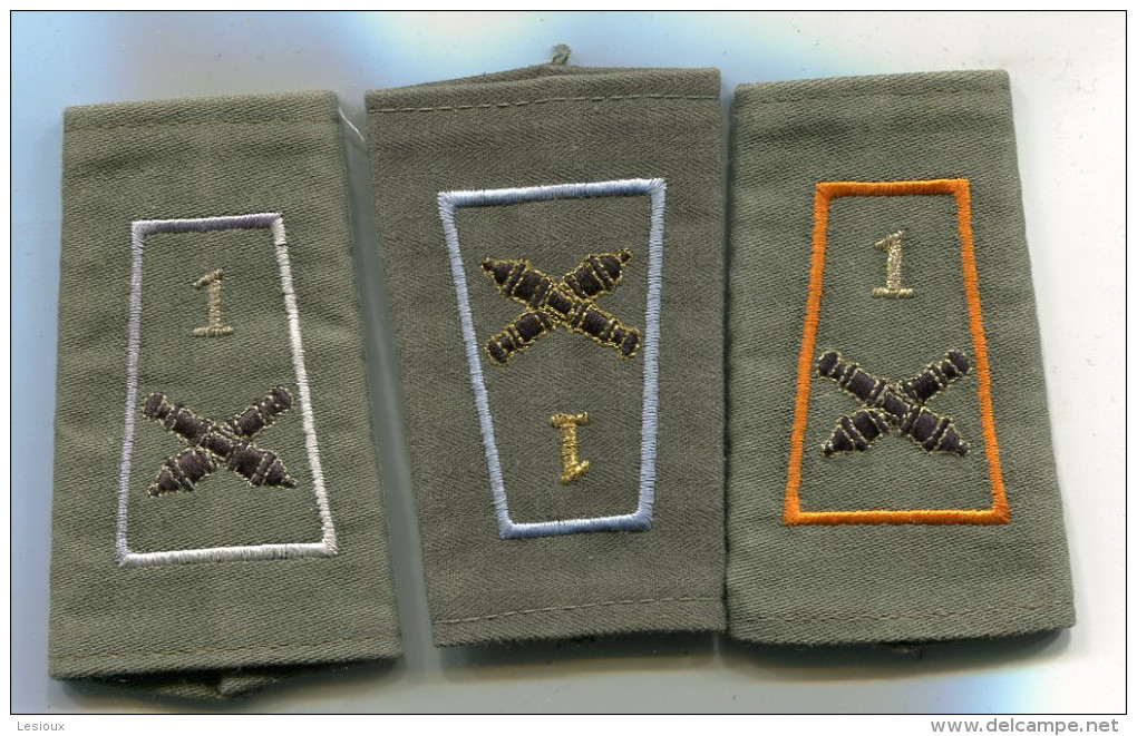 A201 ARTILLERIE 1°RA LOT DE 3 EPAULETTE FOURREAU ORANGE BLEU GRIS - Patches