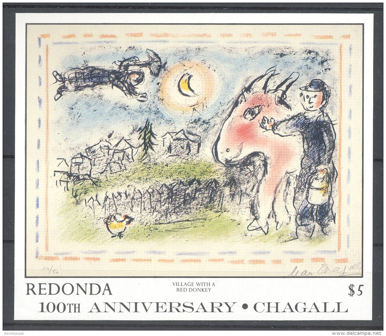 Redonda - 1987 Marc Chagall Block (2) MNH__(TH-17824) - Antigua Et Barbuda (1981-...)