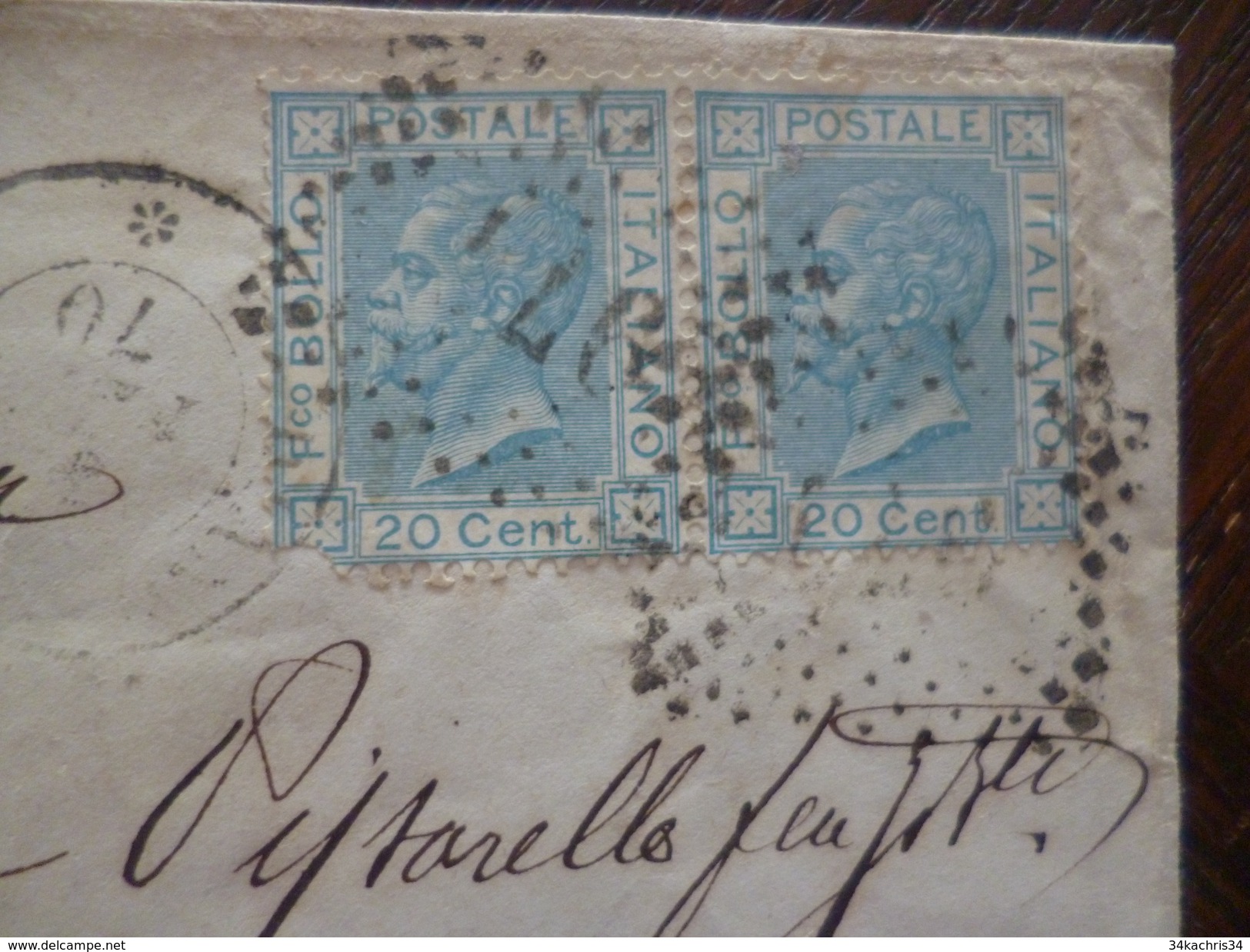Lettre Italie Italia 1870 En Port Du Avec Paire De TP Pour Bexières - Marcophilia