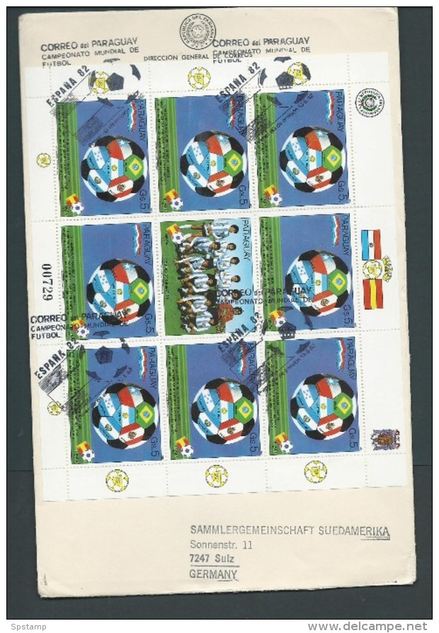 Paraguay 1982 Soccer World Cup Spain 5G Football X 8 In Sheet On Registered Cover To Germany - Paraguay