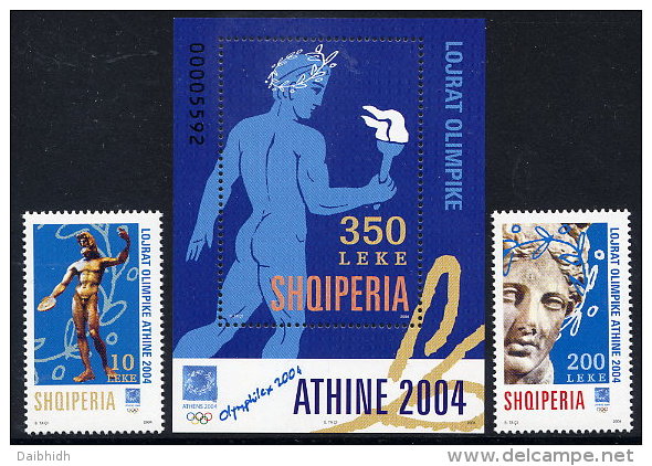 ALBANIA 2004 Athens Olympic Games Set Of 2 + Block MNH / **.  Michel 2974-75, Block 152 - Albanie