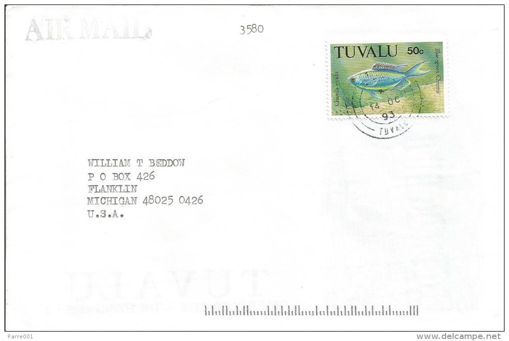 Tuvalu 1993 Funafuti Blue-green Chromis Fish Chromis Viridis Cover - Tuvalu