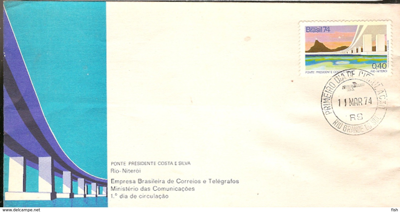 Brazil & FDC Inauguration Of President Costa E Silva Bridge, Rio Niteroi, Rio Grande Do Sul, 1974 (1190) - Ponti