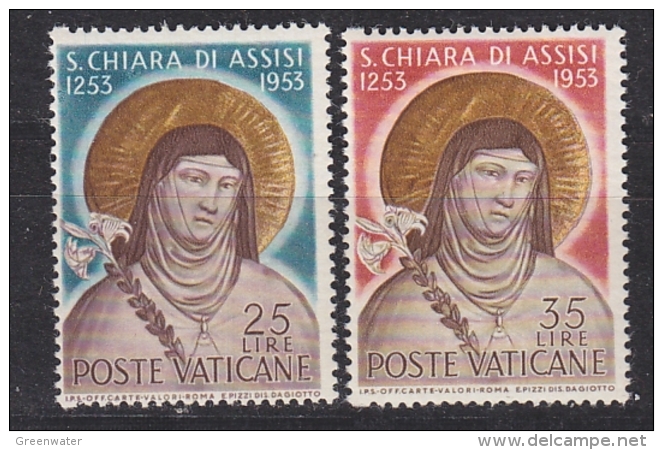 Vatican City 1953 Clara Of Assisi 2v ** Mnh (33396C) - Ongebruikt
