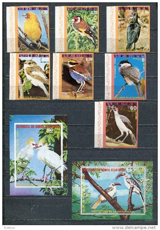 EQUATORIAL GUINEA 1976 Mi # 989 - 995 MNH + Block 246 MNH 247 CTO BIRDS AFRICA - Equatorial Guinea