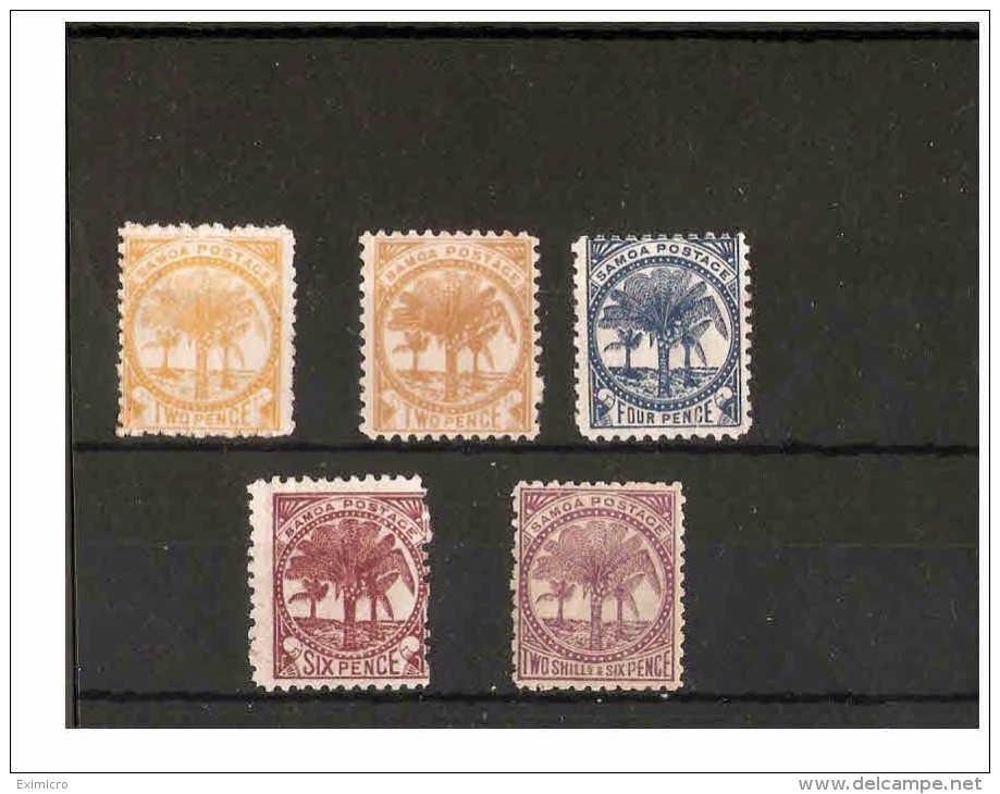 SAMOA 1895 - 1900 VALUES TO 2s 6d PERF 11 SG 59b, 59c, 61a, 62a, 64b MOUNTED MINT Cat £34+ - Samoa