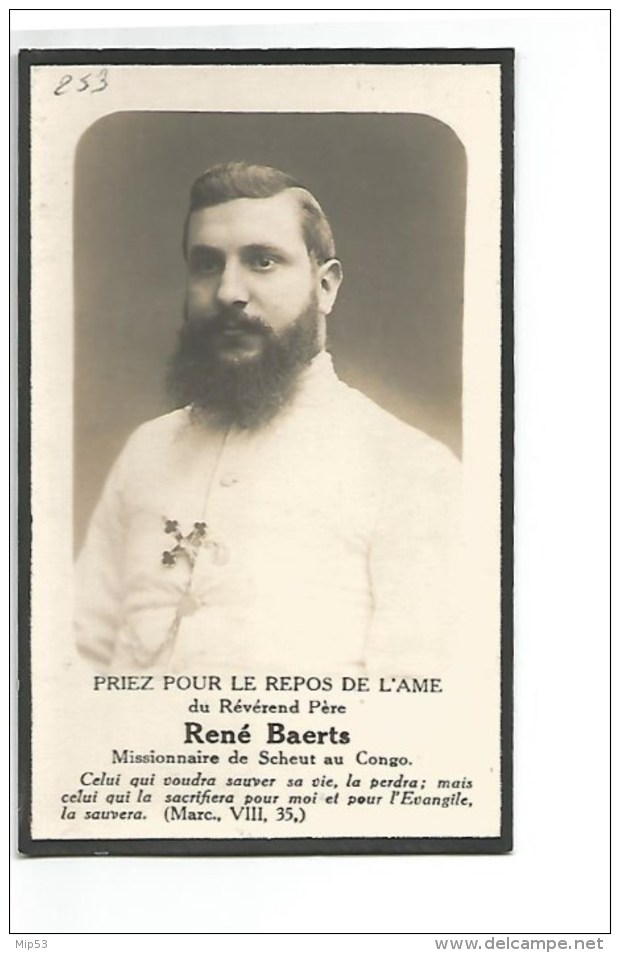 P 59.  Révérend Père Pené BAERTS - Missionaire De SCHEUT Au CONGO - °ST.TROND 1883 /+ DIMA (KASAI) 1924 - Devotion Images