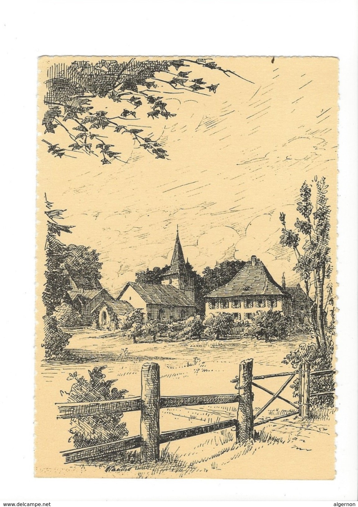 15858 -  Eglise Et Cure De Gingins Dessin A. Pavillon (Format 10X15) - Gingins