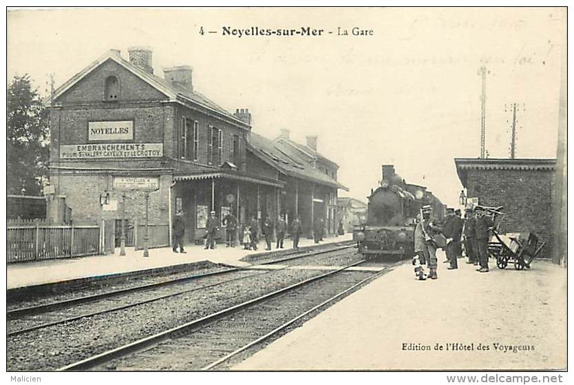 -ref- N312- Somme - Noyelles Sur Mer - La Gare - Gares - Plan Train - Trains - Lignes De Chemins De Fer - Chasseur - - Noyelles-sur-Mer