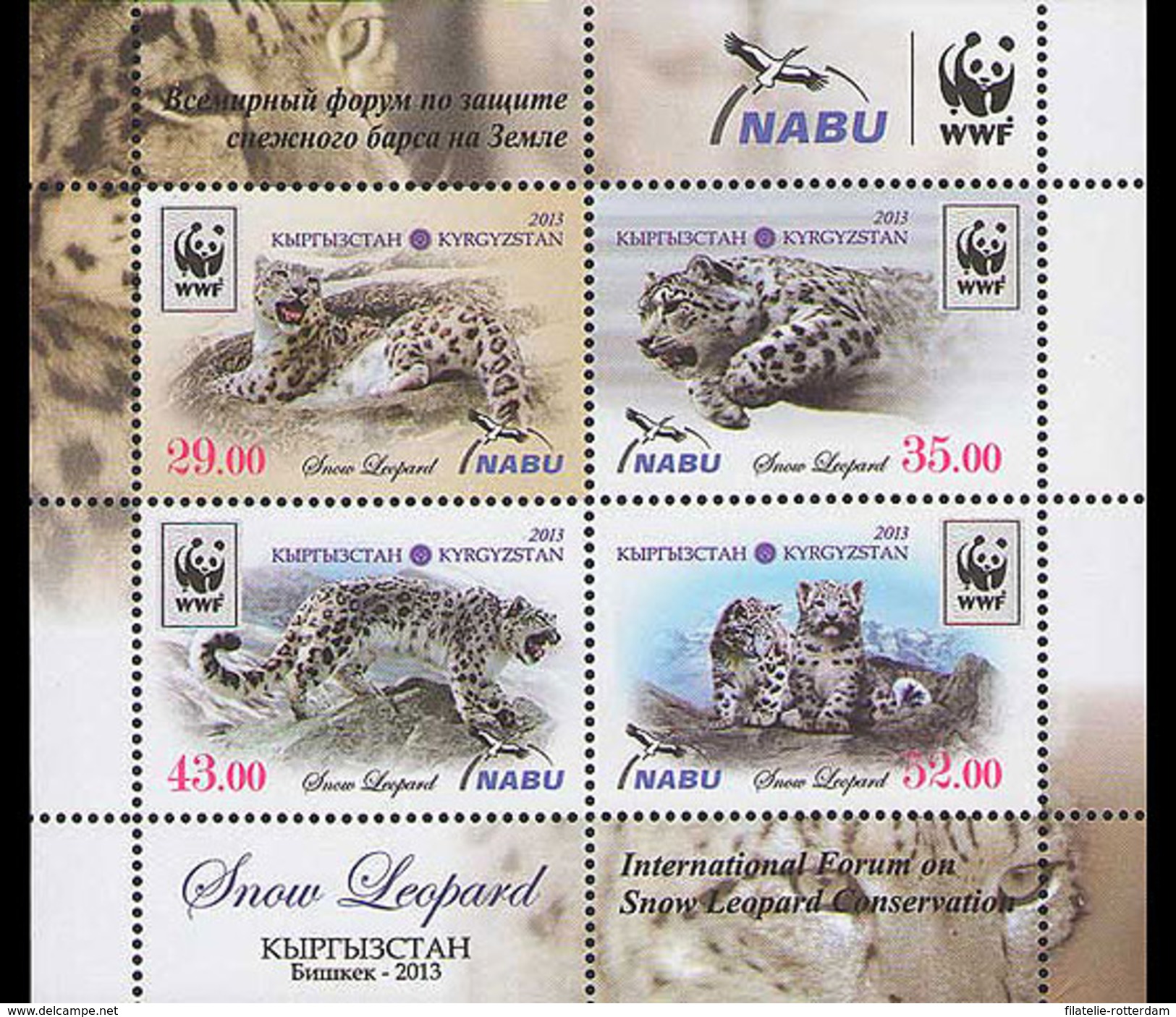 Kirgizië / Kyrgyzistan - Postfris / MNH - Sheet WWF Sneeuwluipaard 2013 - Kirgizië