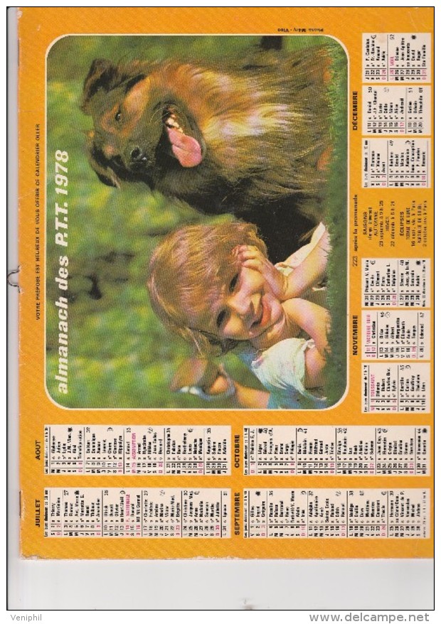 CALENDRIER P.T.T. 1978 - - Grand Format : 1971-80