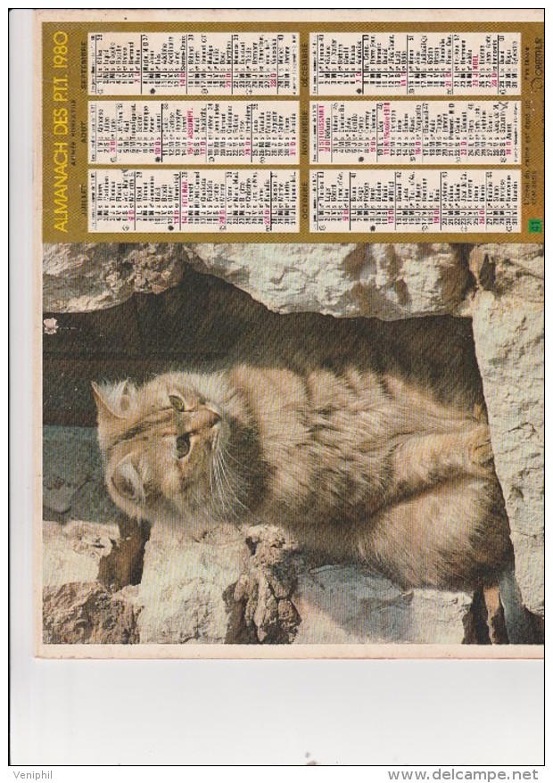 CALENDRIER P.T.T. 1980 - - Tamaño Grande : 1971-80