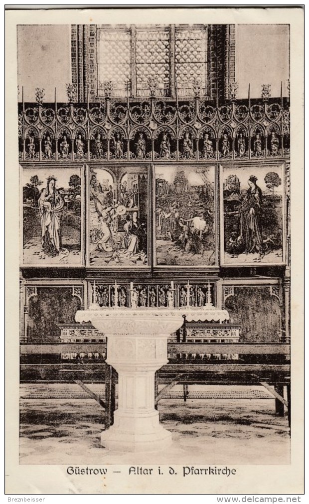 AK GÜSTROW - Altar In Der Pfarrkirche- Karte Gel. 1928 - Guestrow