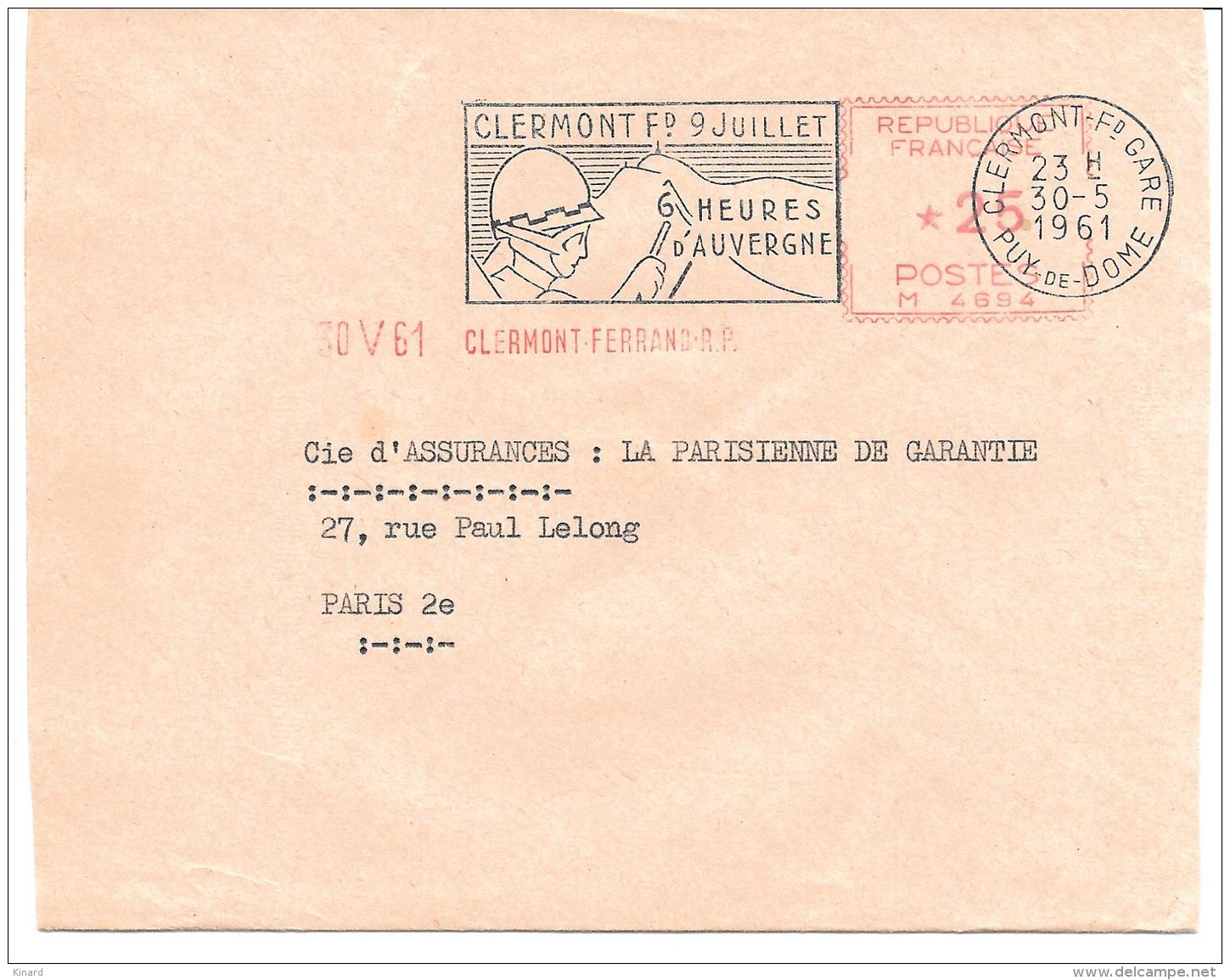 E.M.A.. SUR LETTRE  25CTS  MACHINE M  MUETTE AVEC OBLITERATION MECANIQUE... 1961..TBE.. - Lettres & Documents