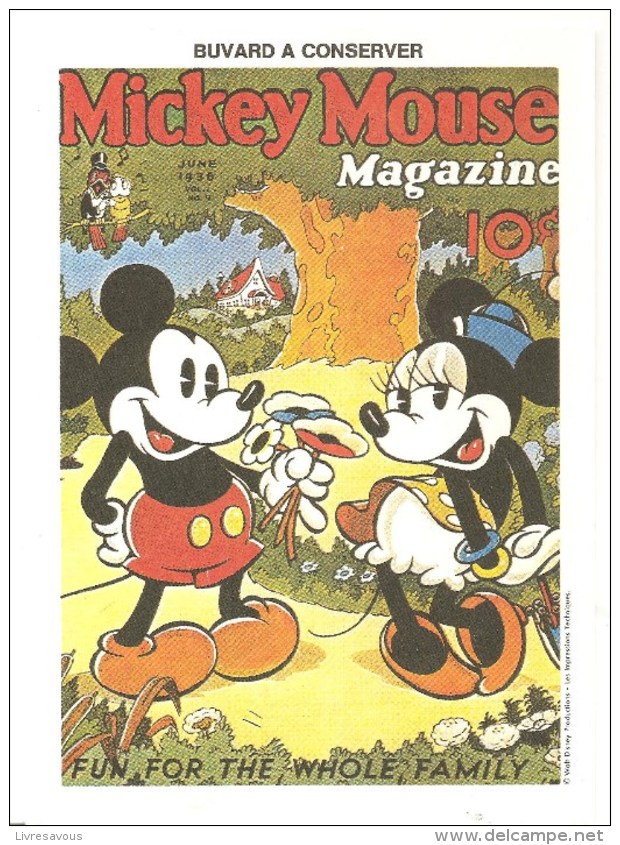Buvard Mickey Mouse Magazine Fun, For The Whole Family Walt Dysney Productions - Cinéma & Théatre