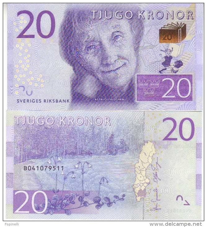 SWEDEN Newly Issued Attractive 20 Kronor   P69 ( Astrid Linfren  Poet )     (2015)    UNC - Suède