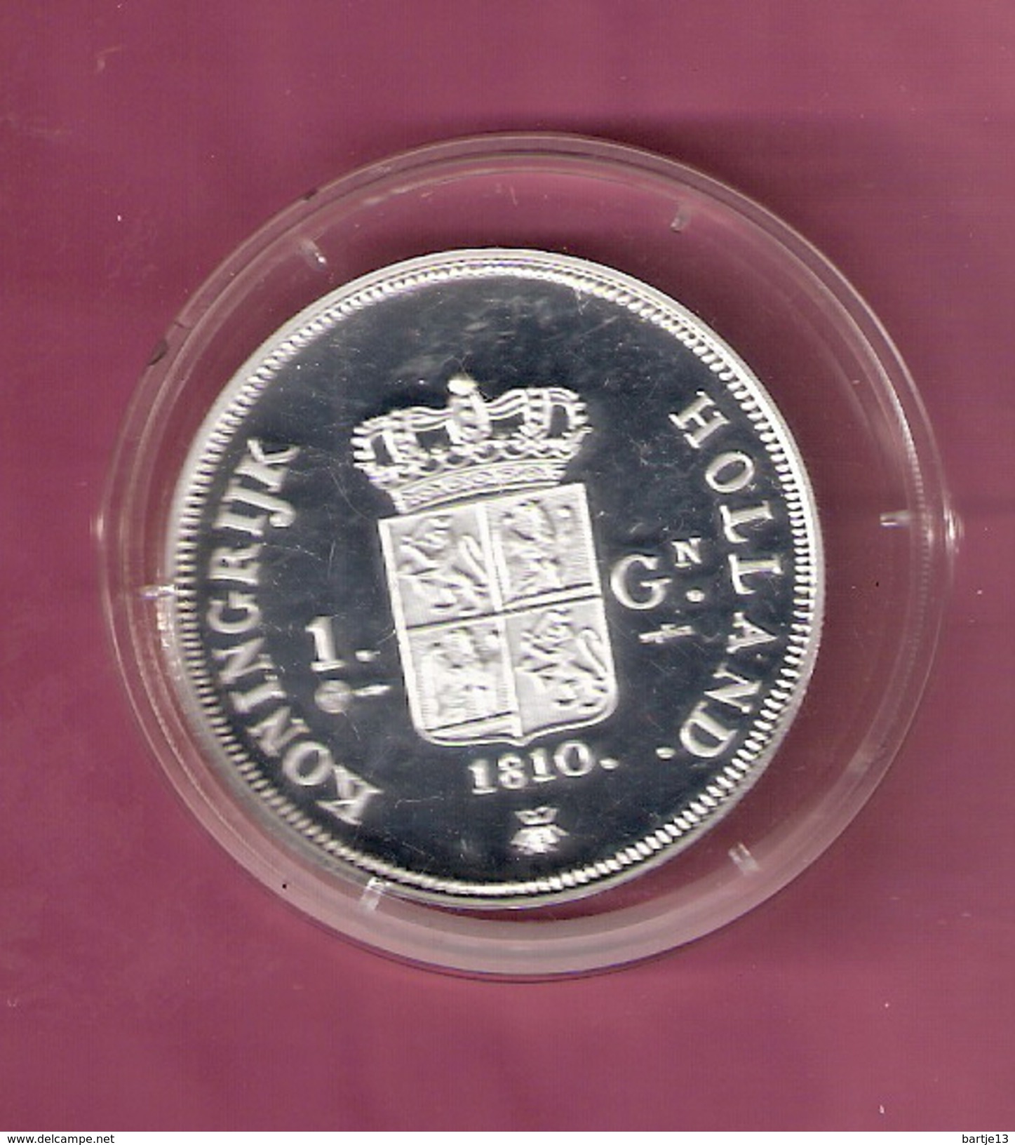 NEDERLAND PENNING MEDAL 1 GULDEN 1810 LODEWIJK NAPOLEON SILVER PROOF 31.50 GRAM - Royaux/De Noblesse