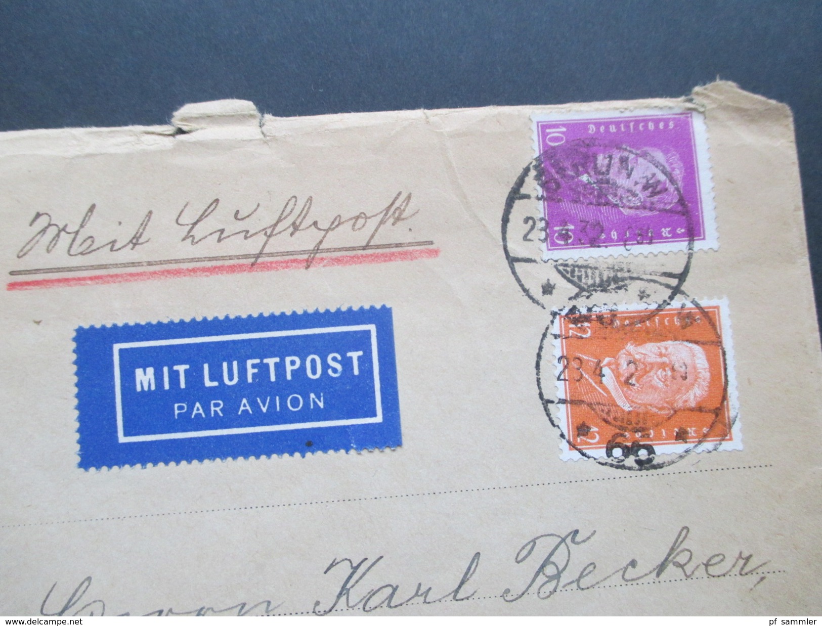 DR 1932 MiF Mit Luftpost Befördert Postamt Essen - Mühlheim Flughafen. Berlin Zentralflughafen - Briefe U. Dokumente