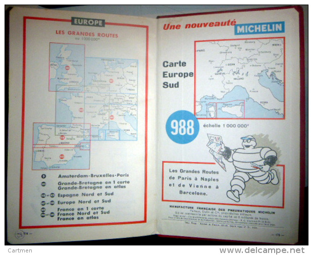 GUIDE MICHELIN ITALIE DU NORD  1956  GUIDA DEL ITALIA 1956 TRES BON ETAT GASTRONOMIE TOURISME VOYAGE