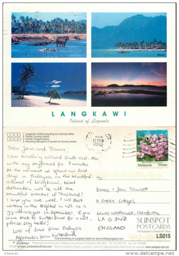 Langkawi, Malaysia Postcard Posted 2012 Stamp - Malaysia